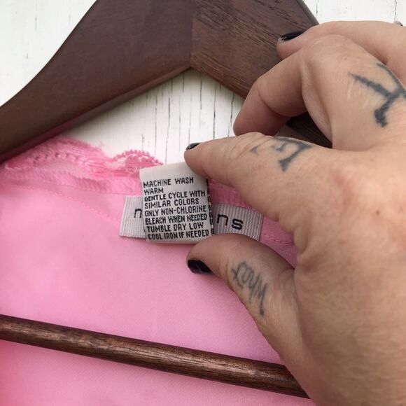 Notations Satin Pink Lace Tank Top shell Sz M Petite Coquette Fairy Y2k Vintage - Picture 6 of 6
